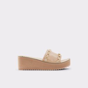 Beige Aldo Kaerratlan Slide Sandal - Wedge Sandals | 61ZGWUSDH