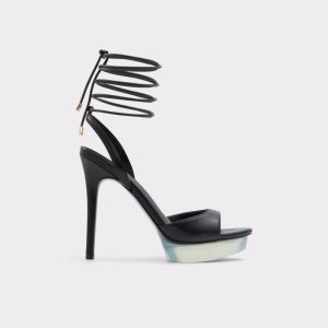 Black Aldo Bossis Heeled Sandal - Stiletto Platform Shoes | 81PGMLORN