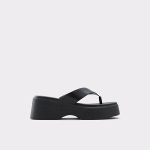 Black Aldo Delphy Thong Wedge Sandal - Flatform Sandals | 26DXAYHOR