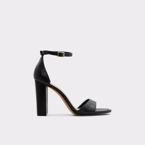 Black Aldo Enaegyn Strap Heeled Sandal - Cup Sole Block Heels | 98SHWALIQ