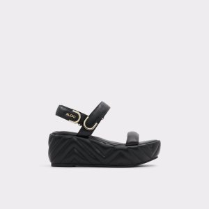 Black Aldo Eroellan Wedge Sandal - Sandals | 49HVGXDTQ