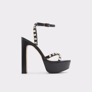 Black Aldo Geegully Strap Heeled Sandal - Plateforme Platform Shoes | 10QJGBLFA