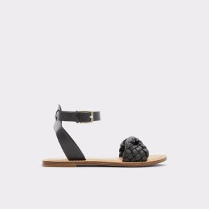 Black Aldo Tressa Sling Back Flat Sandal Sandals | 37LSAZKVN