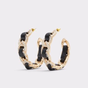 Black / Gold Multicolor Aldo Blacklink Hoop Earrings | 47RKPGWEH