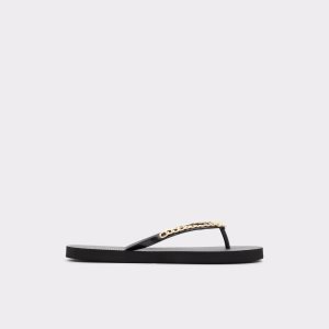 Black / Gold Multicolor Aldo Enaldar Flat Sandal Sandals | 47RZAWOIH