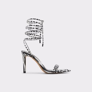 Black / White Aldo Yberrar Strappy Heeled Sandal - Stiletto Sandals | 13AVLRWDB