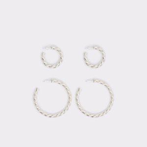 Silver Aldo Aderima Hoop Earrings | 60DEXAKFJ