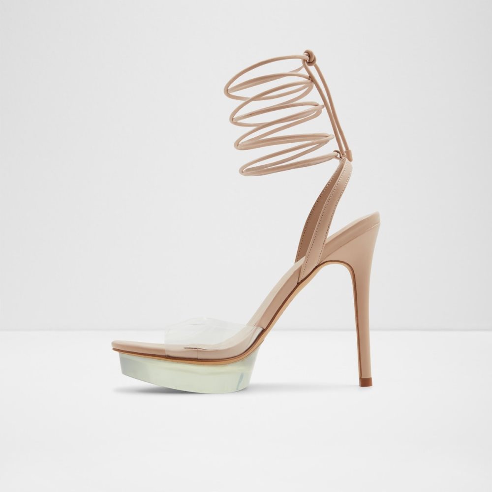 Beige Aldo Bossis Heeled Sandal - Stiletto Platform Shoes | 09CNFIRHX