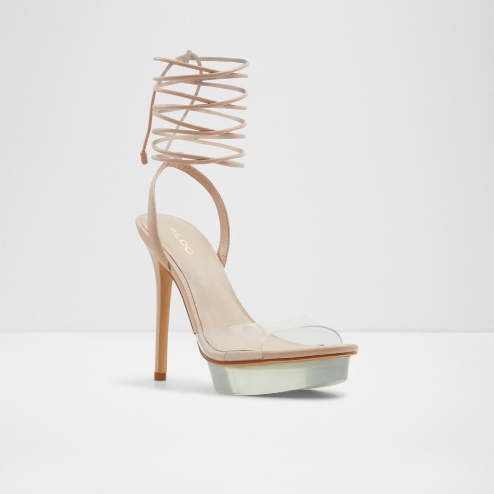 Beige Aldo Bossis Heeled Sandal - Stiletto Platform Shoes | 09CNFIRHX