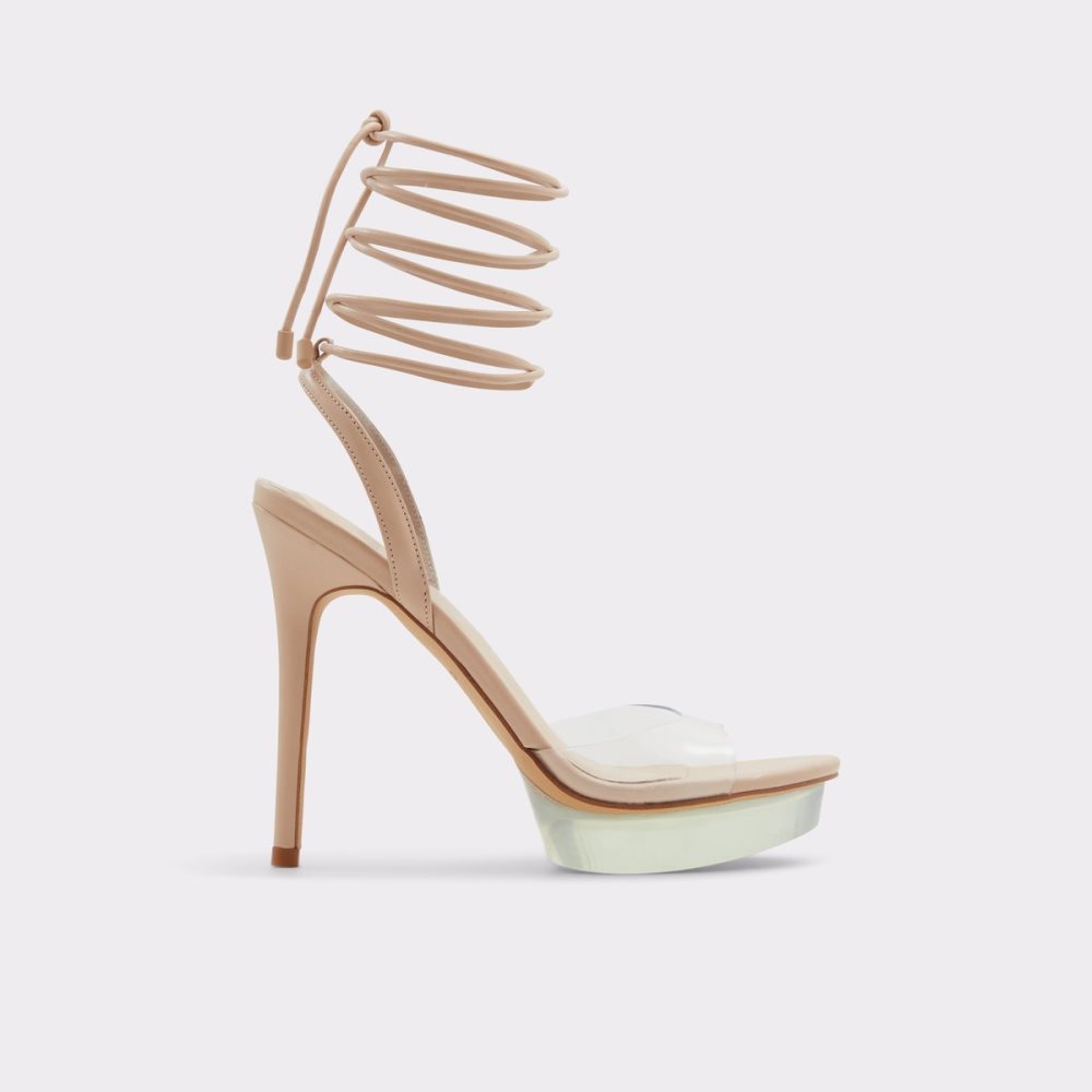 Beige Aldo Bossis Heeled Sandal - Stiletto Platform Shoes | 09CNFIRHX