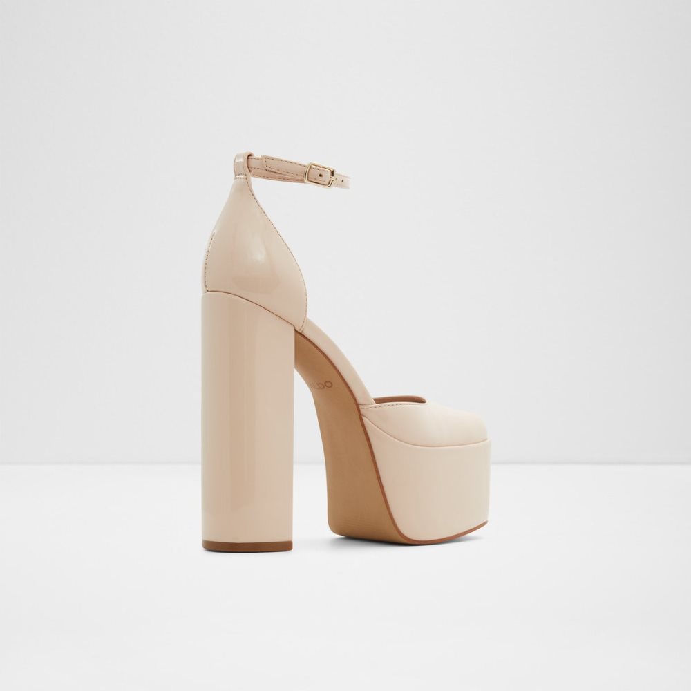 Beige Aldo Craybaen Strap Heeled - Plateforme Block Heels | 21RVYPGJQ