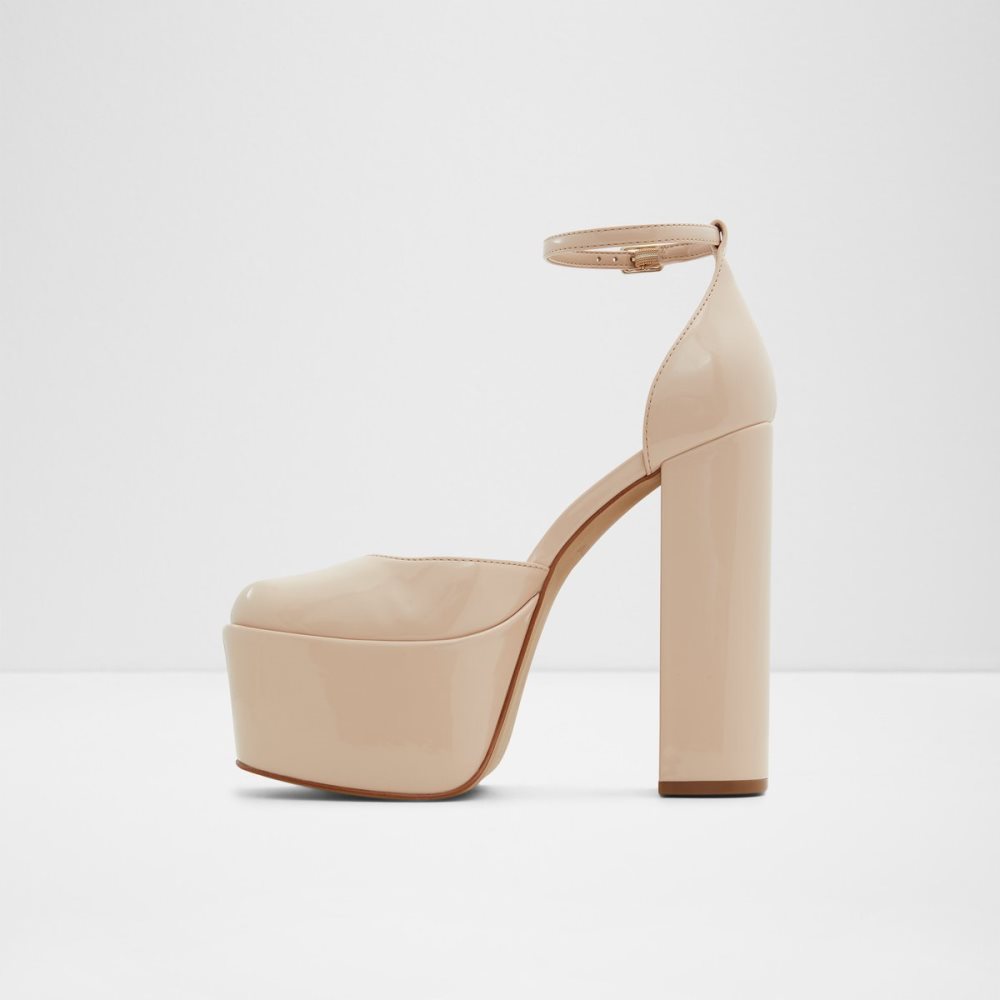 Beige Aldo Craybaen Strap Heeled - Plateforme Block Heels | 21RVYPGJQ