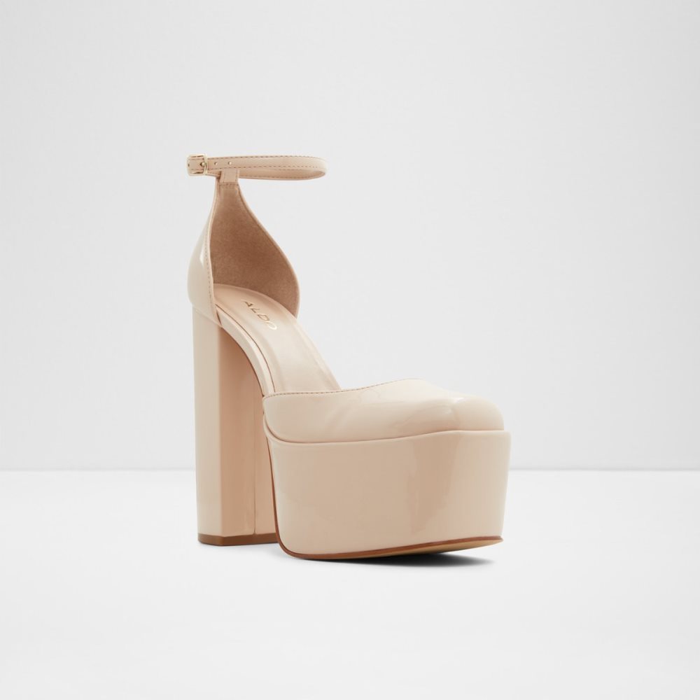 Beige Aldo Craybaen Strap Heeled - Plateforme Block Heels | 21RVYPGJQ