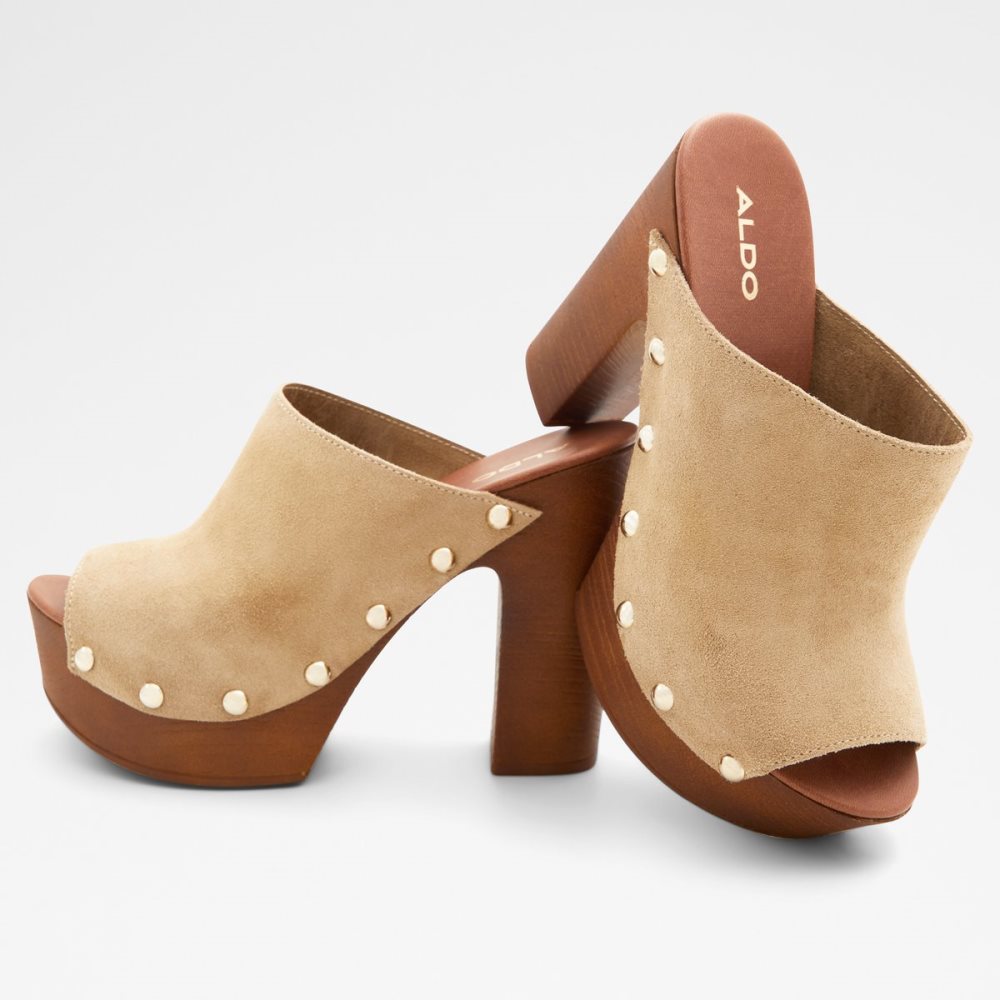 Beige Aldo Drenania Heeled Mule - Platform Shoes | 56HVBQRME