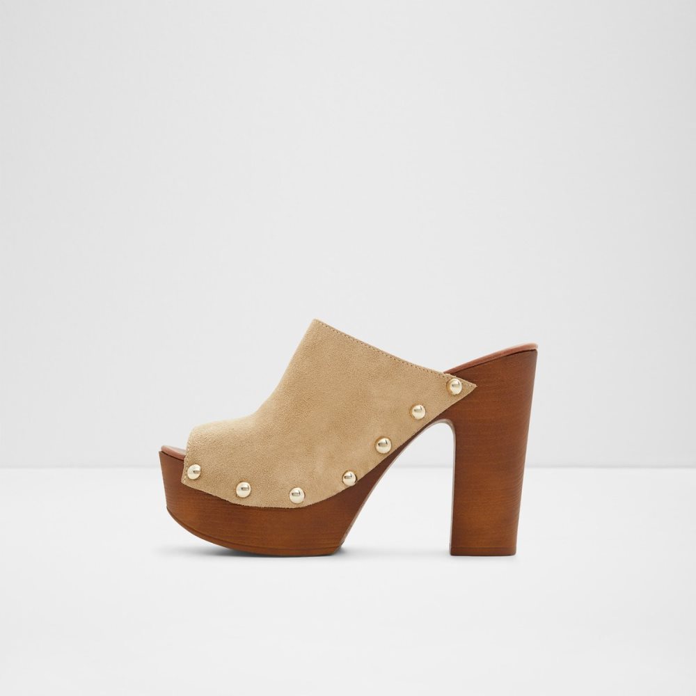 Beige Aldo Drenania Heeled Mule - Platform Shoes | 56HVBQRME