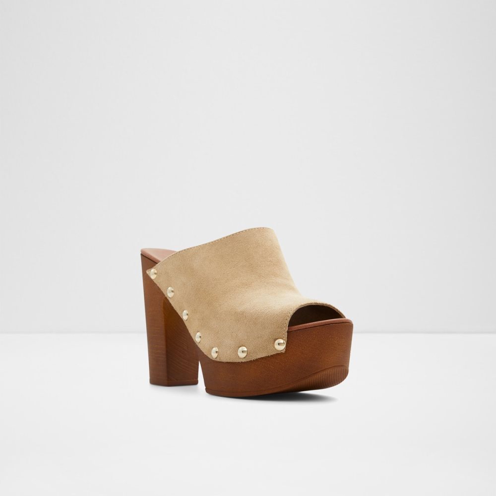 Beige Aldo Drenania Heeled Mule - Platform Shoes | 56HVBQRME