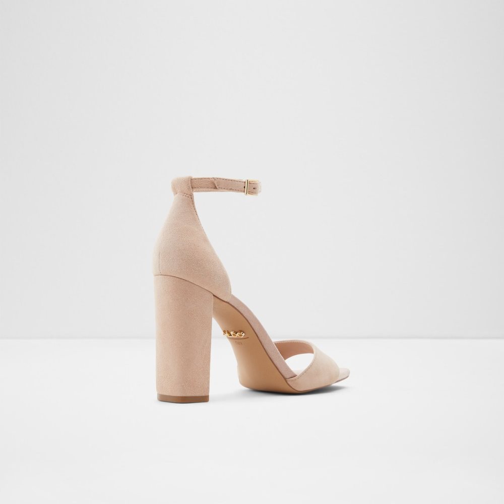 Beige Aldo Enaegyn Strap Heeled Sandal - Cup Sole Block Heels | 17KMZEUGL