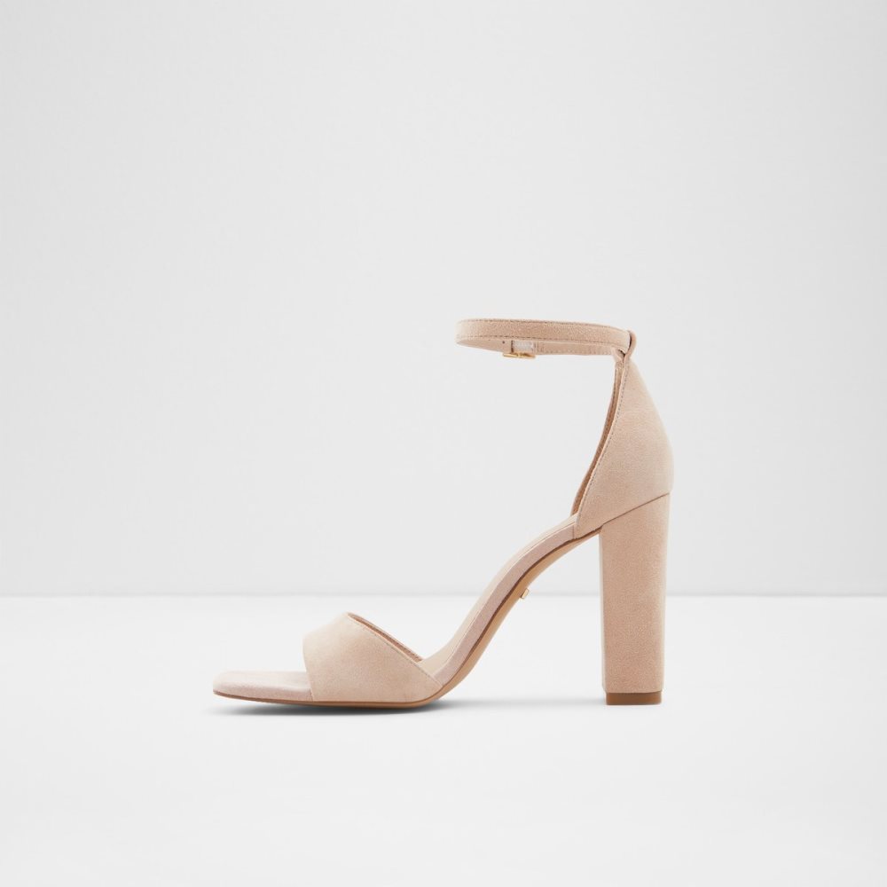 Beige Aldo Enaegyn Strap Heeled Sandal - Cup Sole Block Heels | 17KMZEUGL