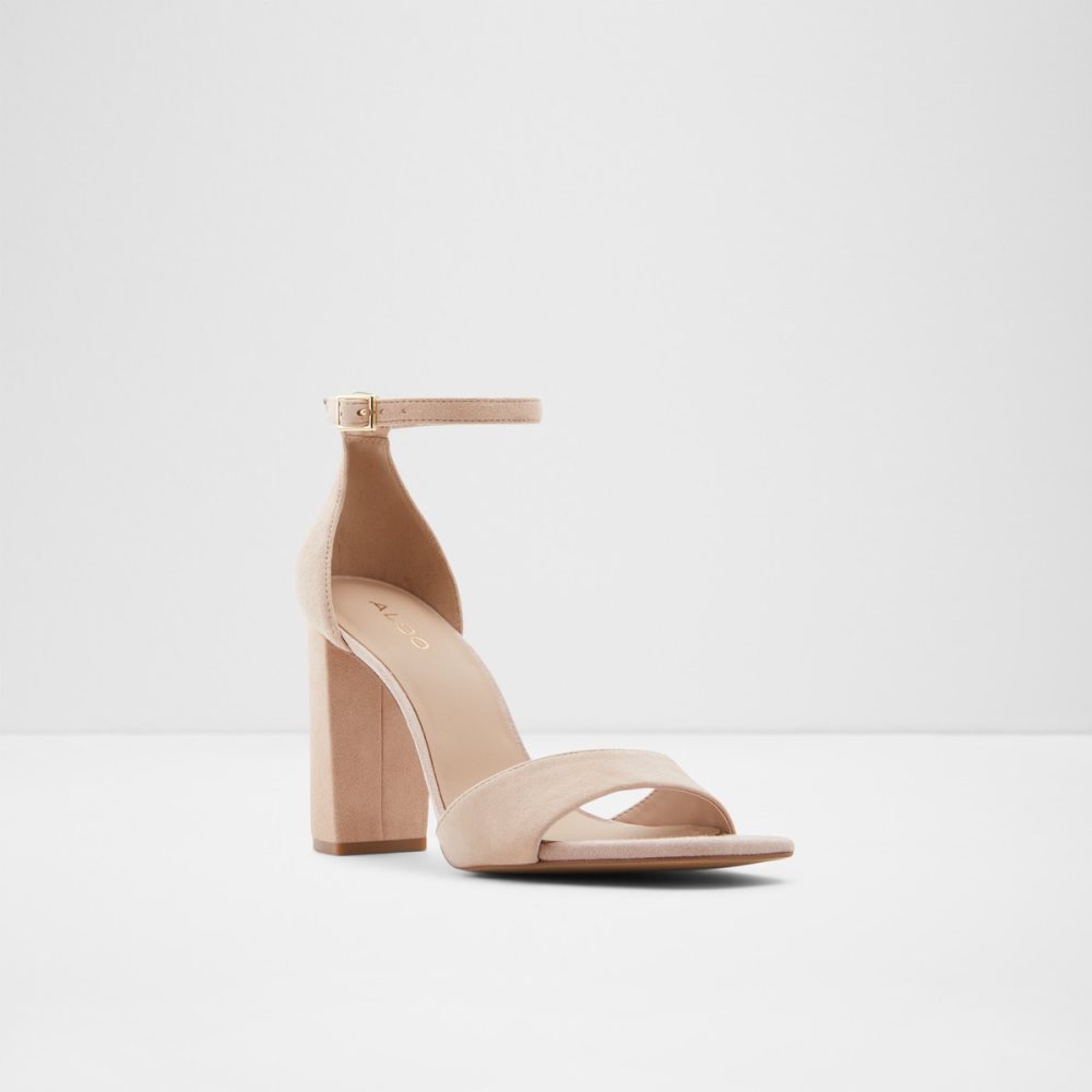 Beige Aldo Enaegyn Strap Heeled Sandal - Cup Sole Block Heels | 17KMZEUGL