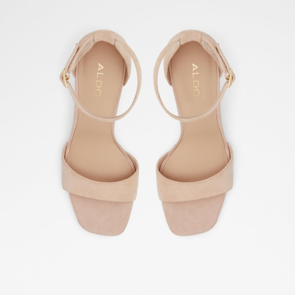 Beige Aldo Enaegyn Strap Heeled Sandal - Cup Sole Block Heels | 17KMZEUGL