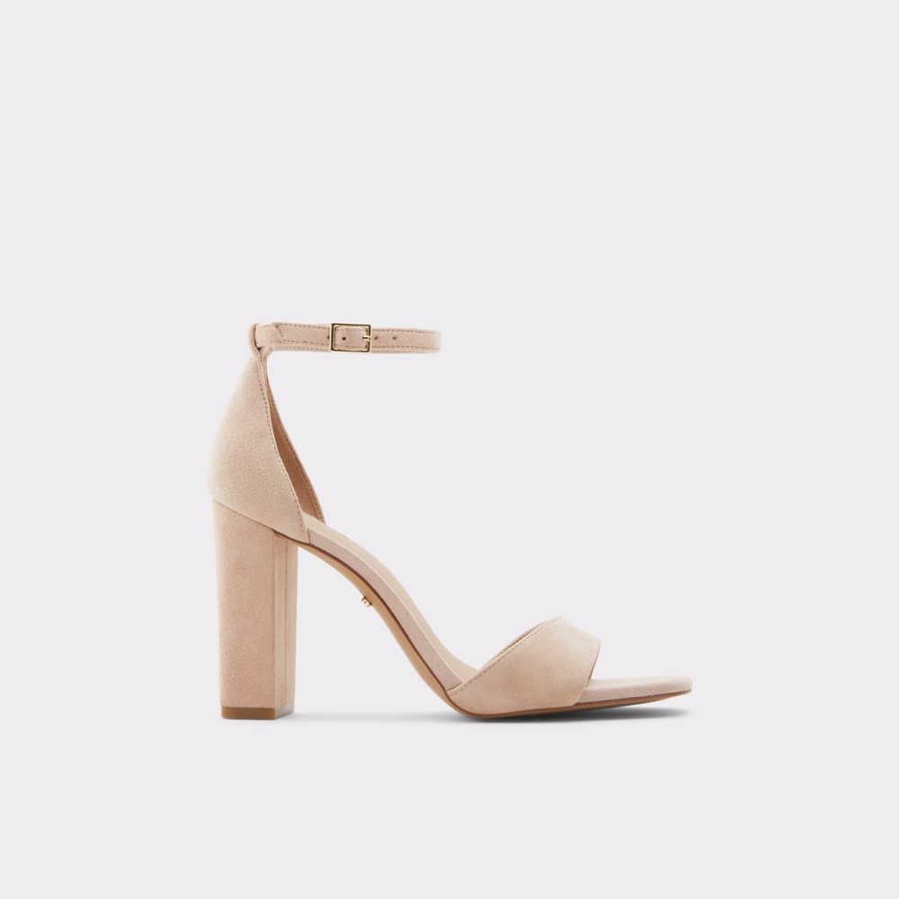 Beige Aldo Enaegyn Strap Heeled Sandal - Cup Sole Block Heels | 17KMZEUGL