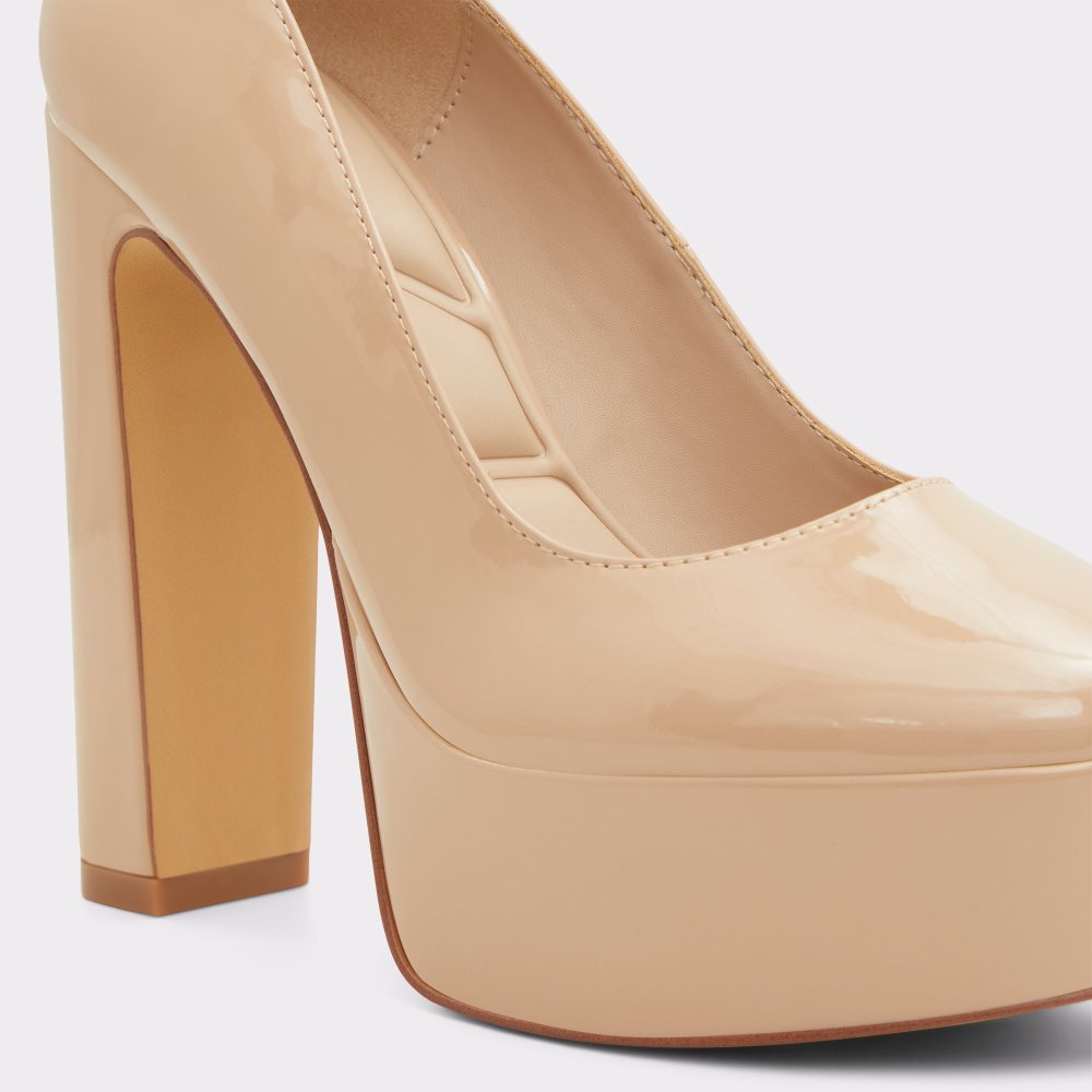 Beige Aldo Fonda Strap Heeled - Plateforme Platform Shoes | 69UBZXIRF