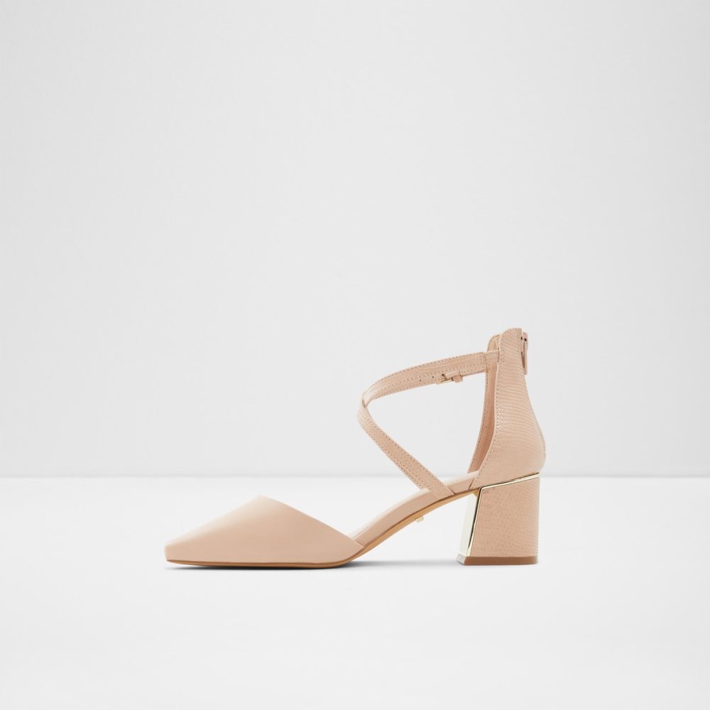 Beige Aldo Grarwen Strap Heeled Block Heels | 20PUMYKWN