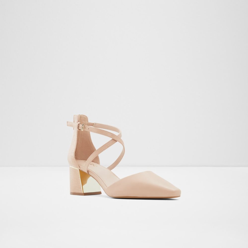 Beige Aldo Grarwen Strap Heeled Block Heels | 20PUMYKWN