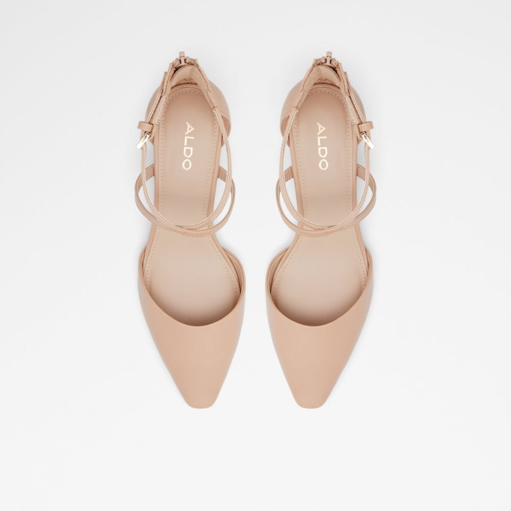 Beige Aldo Grarwen Strap Heeled Block Heels | 20PUMYKWN