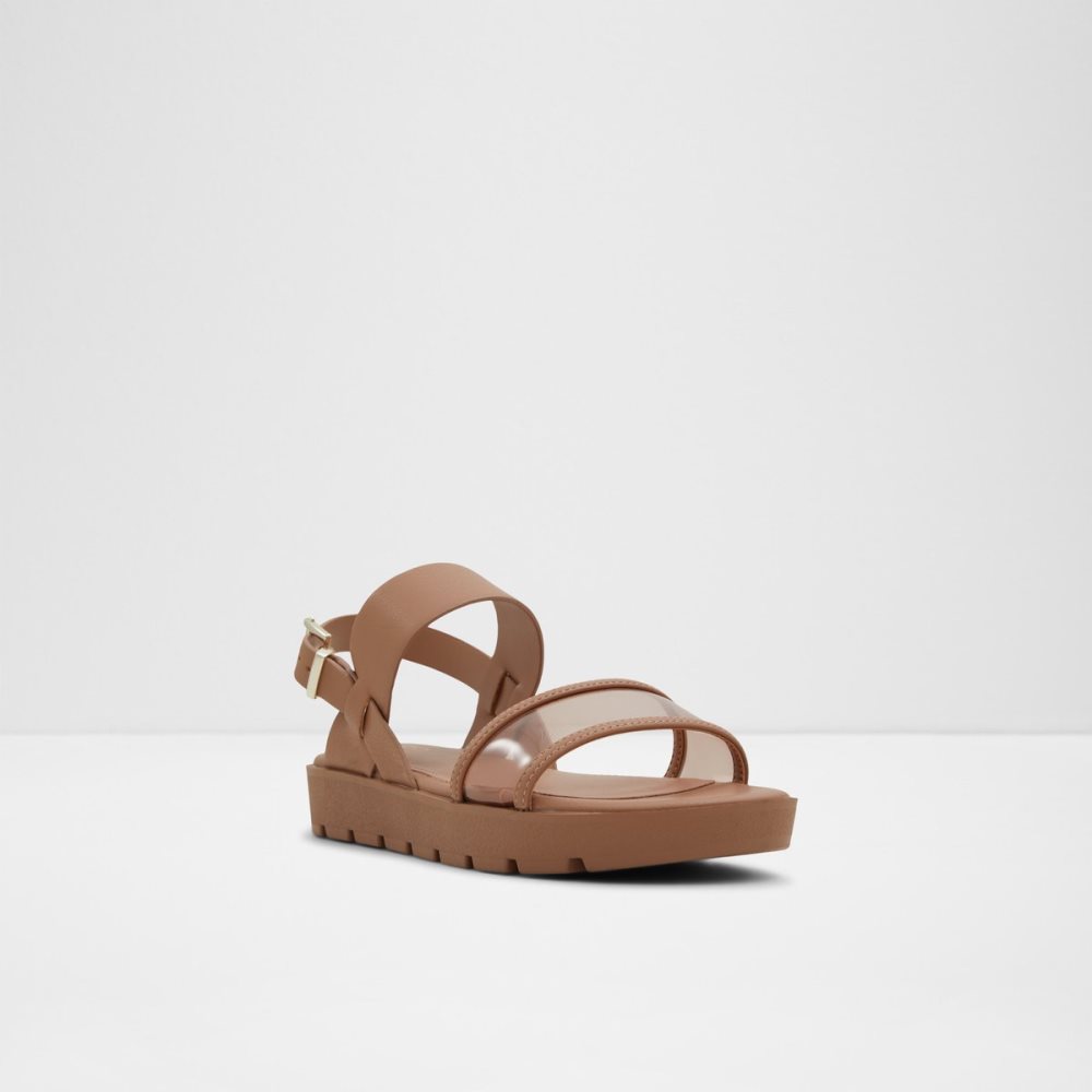 Beige Aldo Hailey Flat Sandal - Lug Sole Sandals | 84BAPJNXF