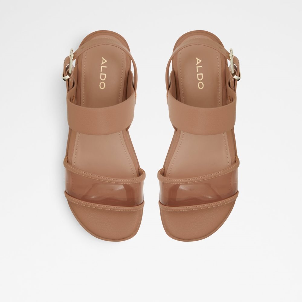 Beige Aldo Hailey Flat Sandal - Lug Sole Sandals | 84BAPJNXF