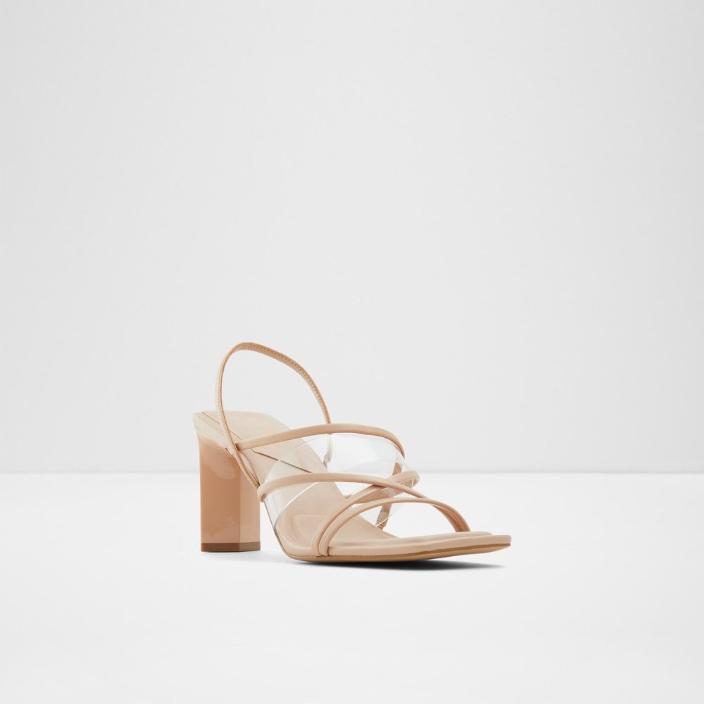 Beige Aldo Jennifer Strappy Heeled Sandal - Cup Sole Sandals | 78TNOXIEJ