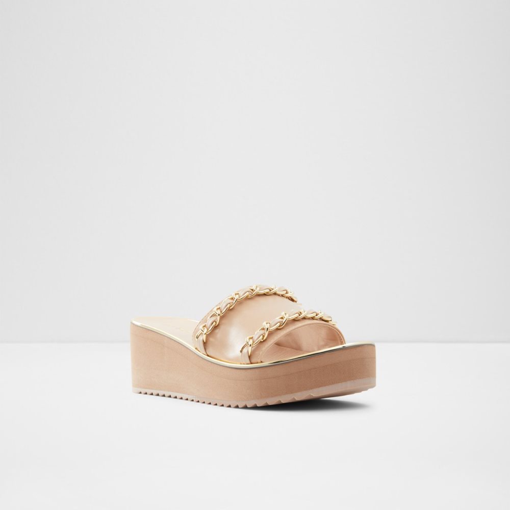 Beige Aldo Kaerratlan Slide Sandal - Wedge Sandals | 61ZGWUSDH