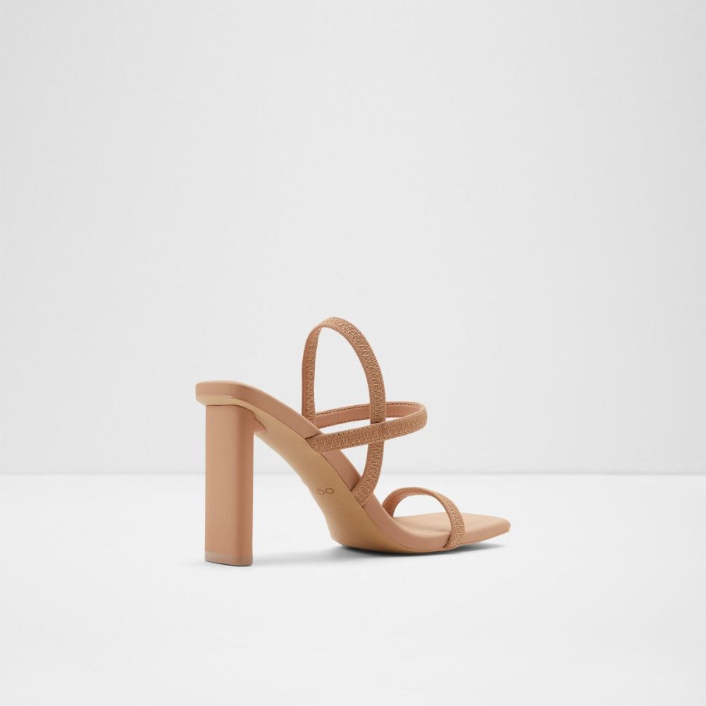 Beige Aldo Okurra Strappy Heeled Sandal Block Heels | 54EFPAGVN