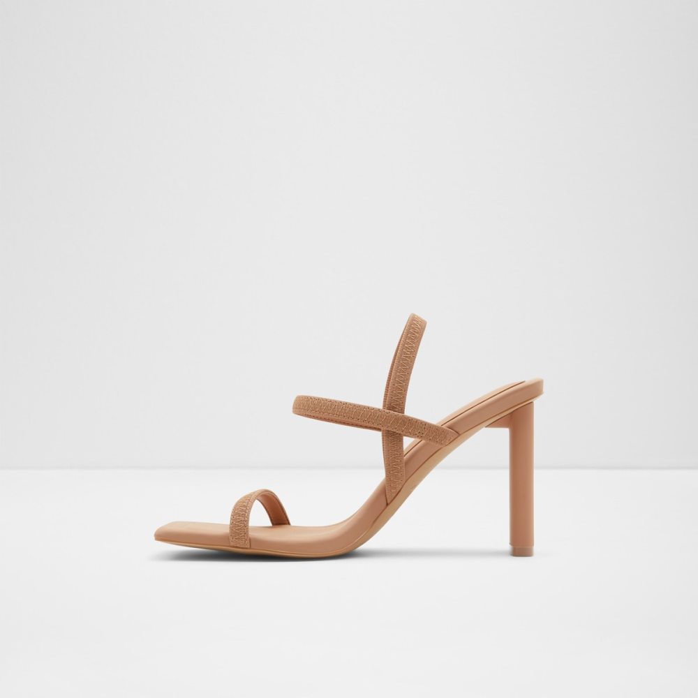 Beige Aldo Okurra Strappy Heeled Sandal Block Heels | 54EFPAGVN