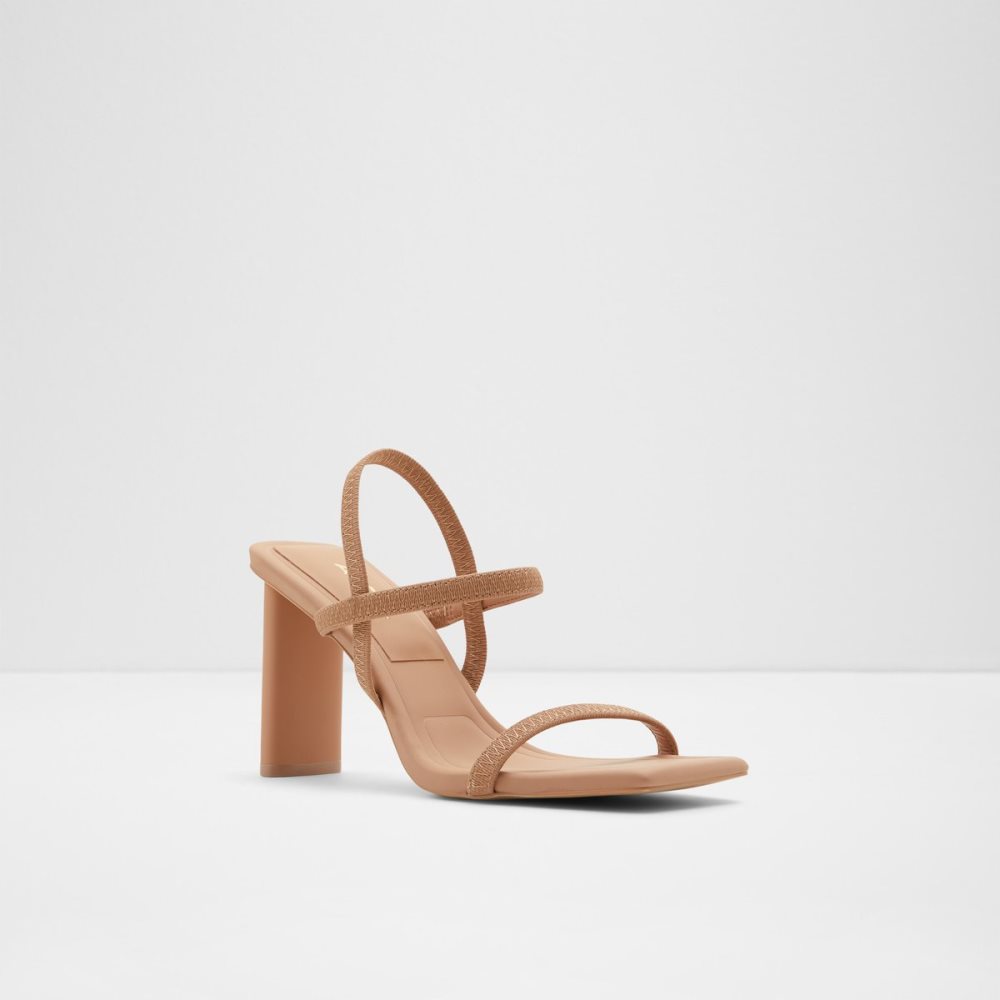 Beige Aldo Okurra Strappy Heeled Sandal Block Heels | 54EFPAGVN