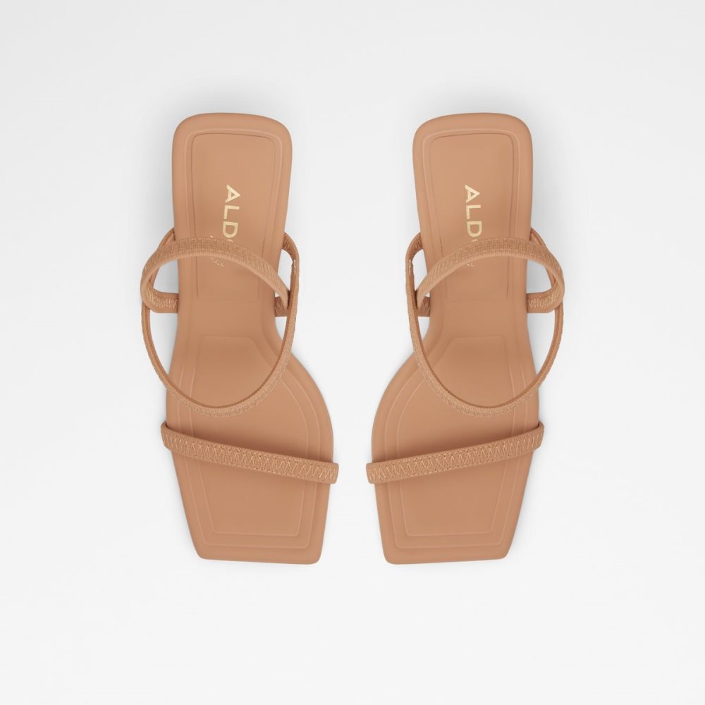 Beige Aldo Okurra Strappy Heeled Sandal Block Heels | 54EFPAGVN