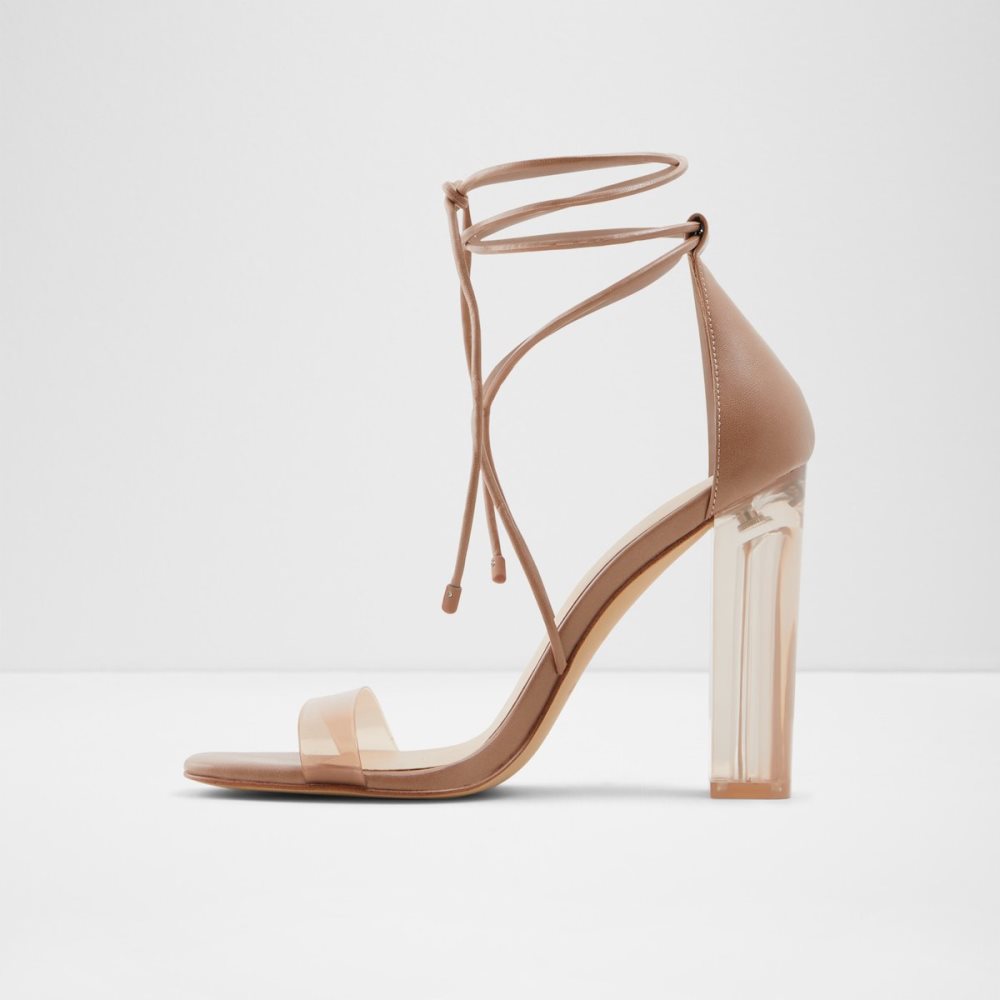 Beige Aldo Onardonia Strappy Heeled Sandal Heels | 64BXGQZVU