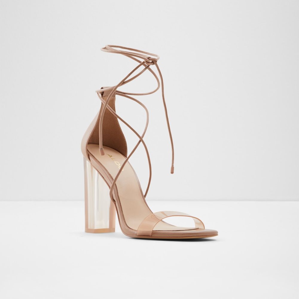 Beige Aldo Onardonia Strappy Heeled Sandal Heels | 64BXGQZVU