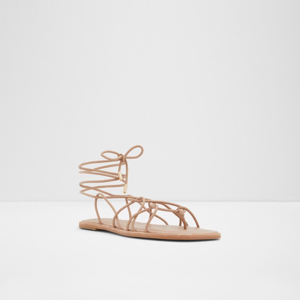 Beige Aldo Posey Strappy Flat Sandal Sandals | 48CXRFSKB