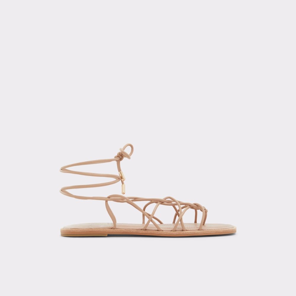 Beige Aldo Posey Strappy Flat Sandal Sandals | 48CXRFSKB