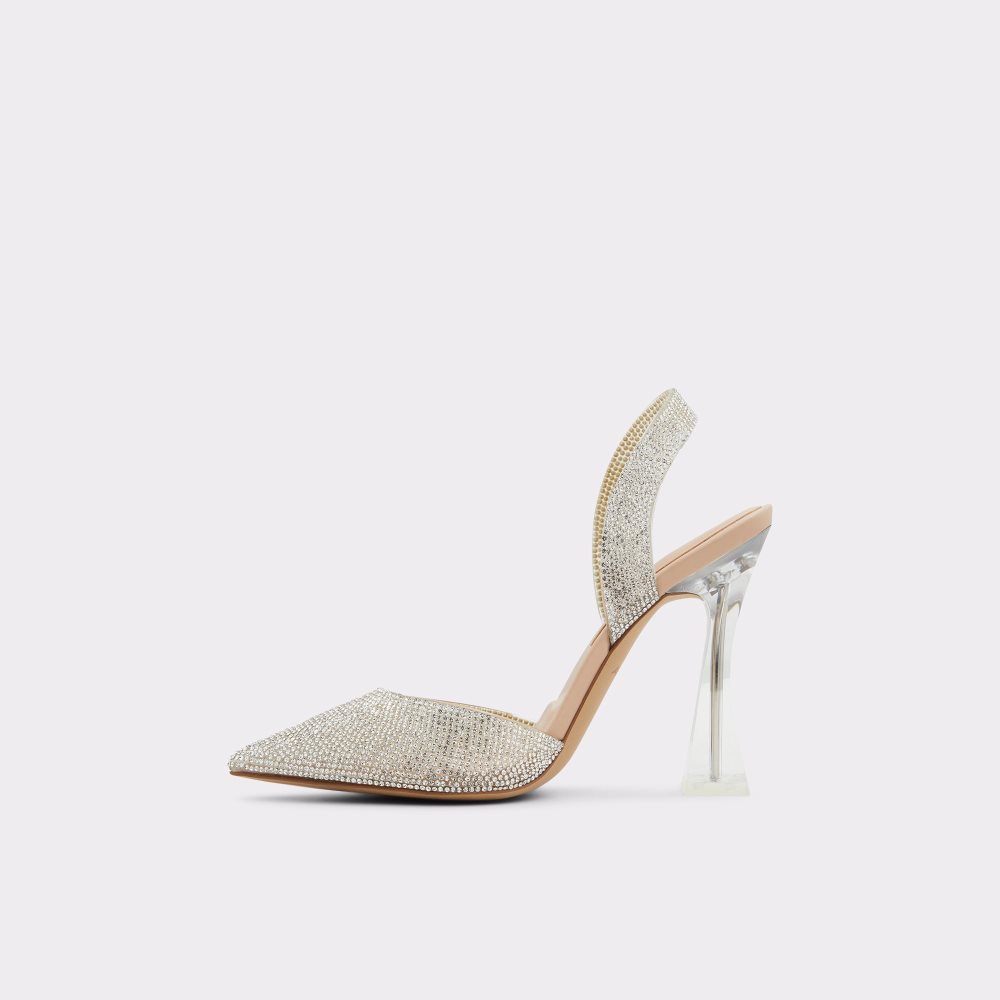 Beige Aldo Solanti Sling Back High Block Heels | 45TXPJQCW