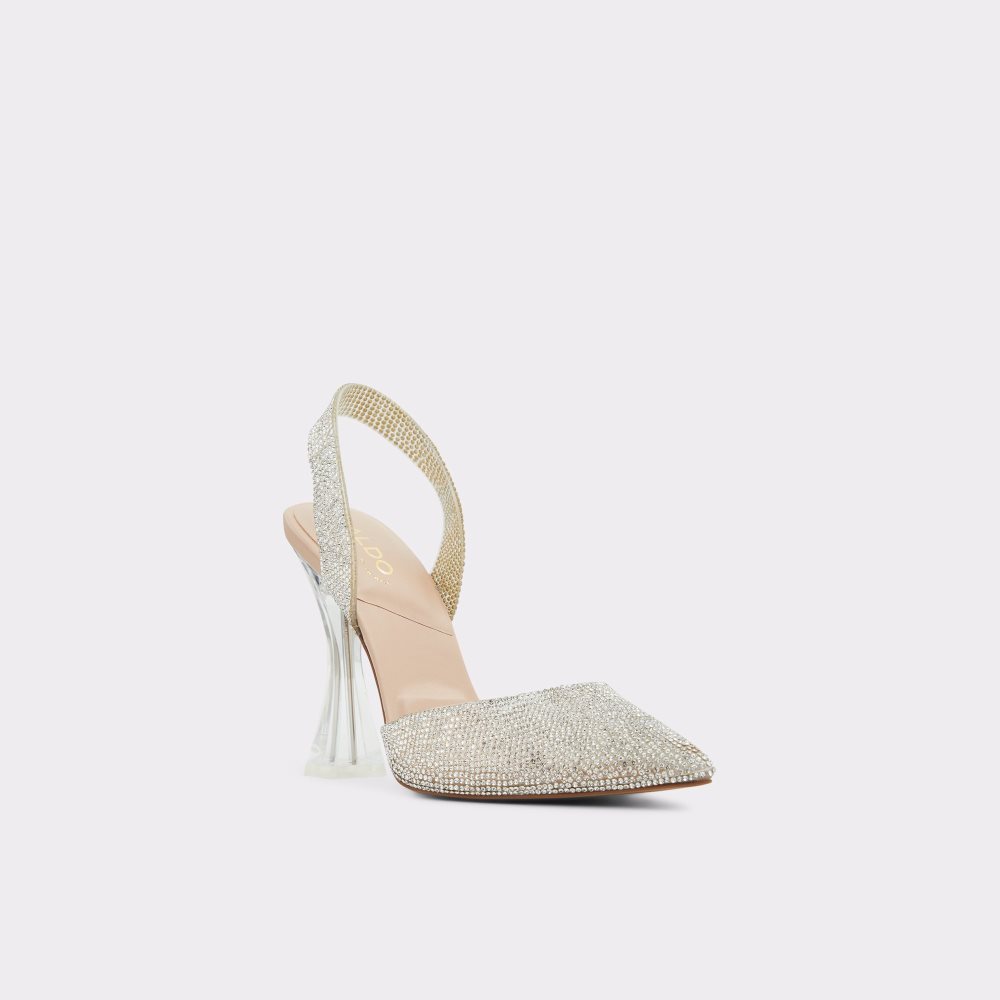 Beige Aldo Solanti Sling Back High Block Heels | 45TXPJQCW