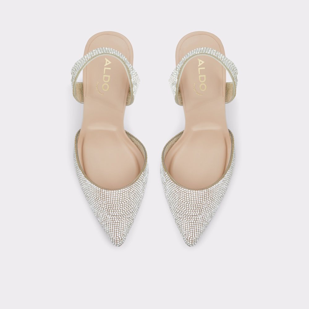 Beige Aldo Solanti Sling Back High Block Heels | 45TXPJQCW