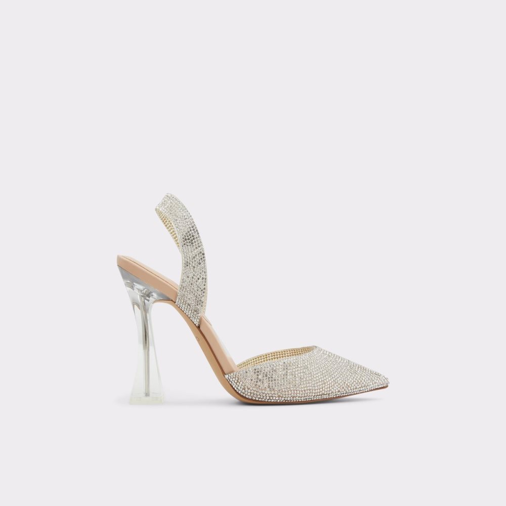 Beige Aldo Solanti Sling Back High Block Heels | 45TXPJQCW