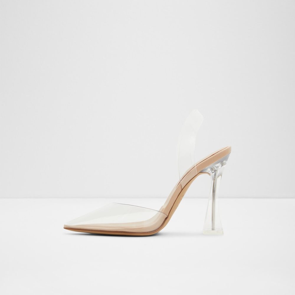 Beige Aldo Solanti Sling Back High Block Heels | 76LNPCYSQ