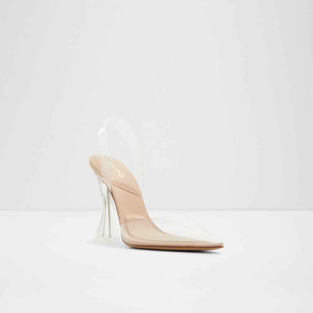 Beige Aldo Solanti Sling Back High Block Heels | 76LNPCYSQ