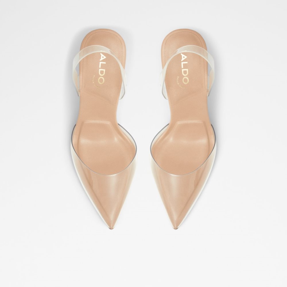 Beige Aldo Solanti Sling Back High Block Heels | 76LNPCYSQ