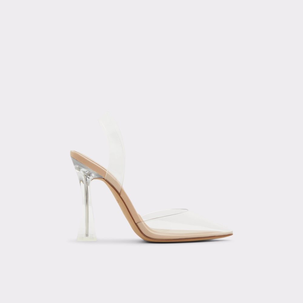 Beige Aldo Solanti Sling Back High Block Heels | 76LNPCYSQ