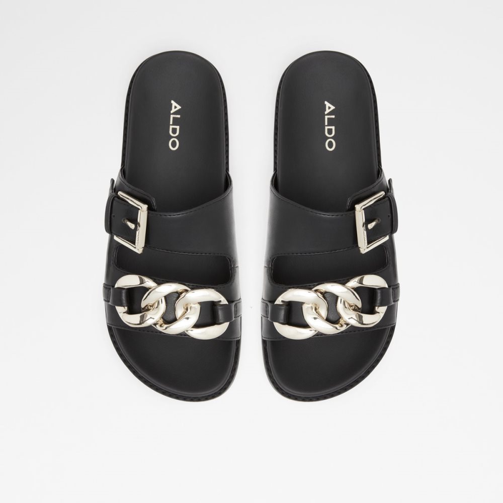 Black Aldo Asae Slide Sandal Sandals | 15NRQKEXV